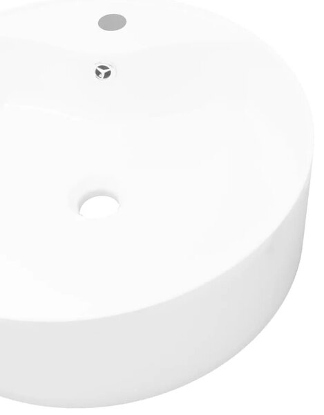 Bijeli Keramički Okrugli Lavabo - Umivaonik sa Zaštitom od Prelijevanja - Bijela 46.5 x 15.5 cm Bijela 46.5 x 15.5 cm