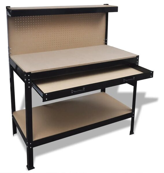 Radni Stol za Radionu s Pločom za Alat i Ladicom - 115 cm 1 with drawer and pegboard 115 cm