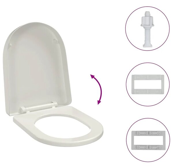 Daska za wc - Toaletna daska s mekim zatvaranjem bijela četvrtasta - Bijela 1 Četvrtasto Četvrtasto