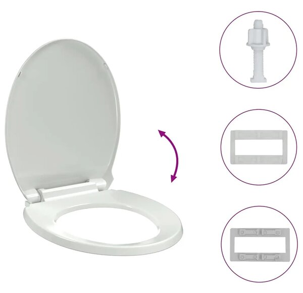 Daska za wc - Toaletna daska s mekim zatvaranjem bijela ovalna - Bijela 1 Ovalno Ovalno