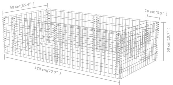 Gabionska sadilica od pocinčanog čelika 180 x 90 x 50 cm - 180 x 90 x 50 cm 1 180 x 90 x 50 cm