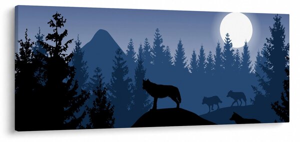Slika - Krdel volkov pod polno luno (120x50 cm)