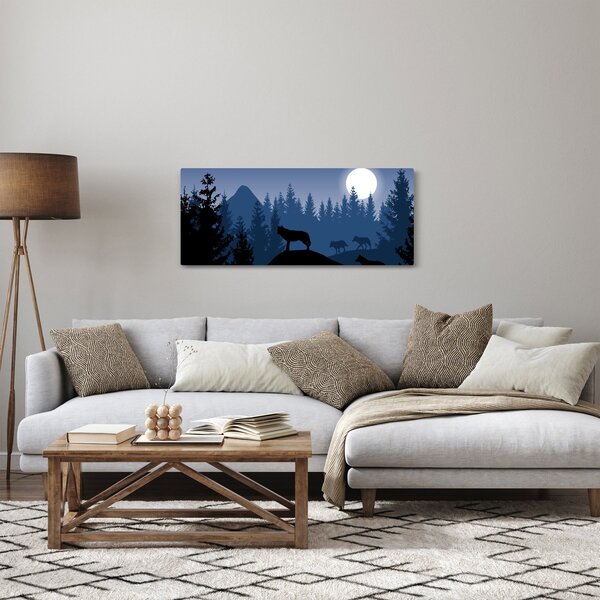 Slika - Krdel volkov pod polno luno (120x50 cm)