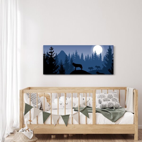 Slika - Krdel volkov pod polno luno (120x50 cm)