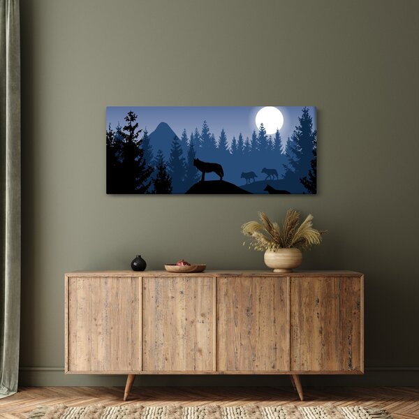 Slika - Krdel volkov pod polno luno (120x50 cm)