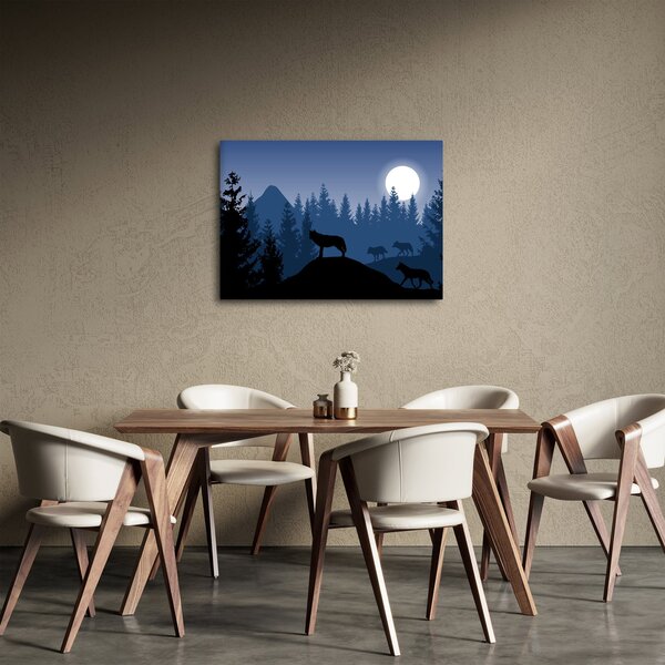 Slika - Krdel volkov pod polno luno (70x50 cm)