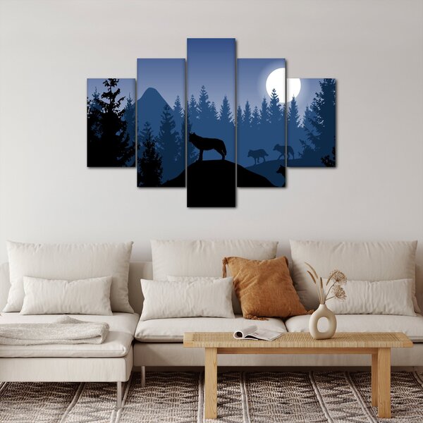 Slika - Krdel volkov pod polno luno (150x105 cm)