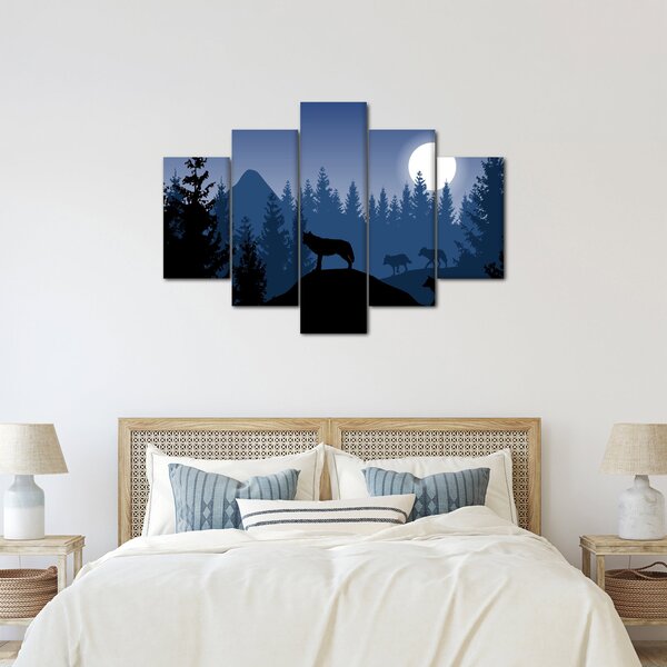 Slika - Krdel volkov pod polno luno (150x105 cm)