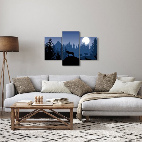 Slika - Krdel volkov pod polno luno (90x60 cm)