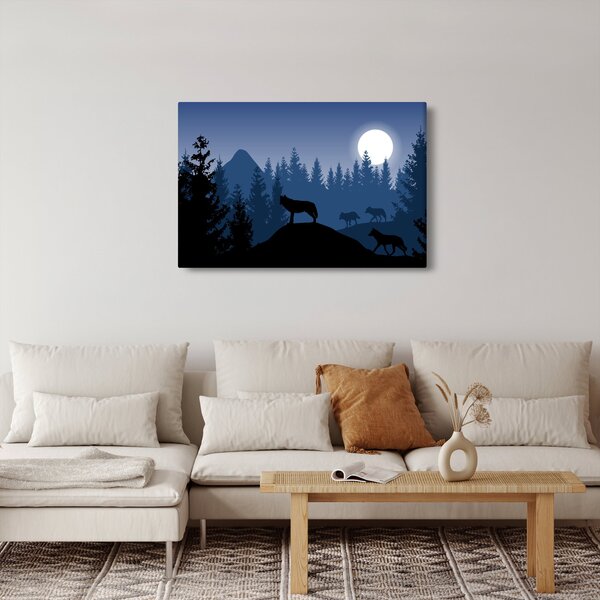 Slika - Krdel volkov pod polno luno (90x60 cm)