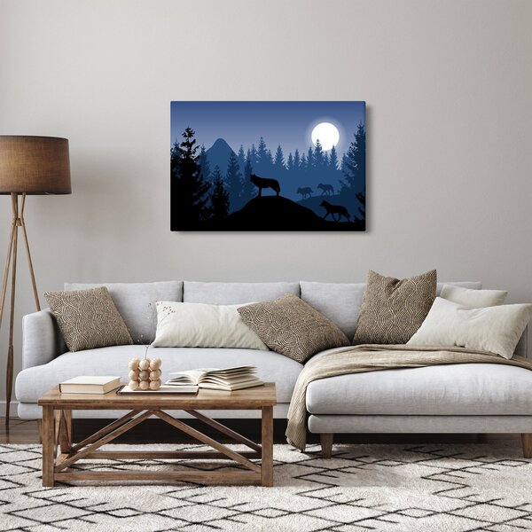 Slika - Krdel volkov pod polno luno (90x60 cm)