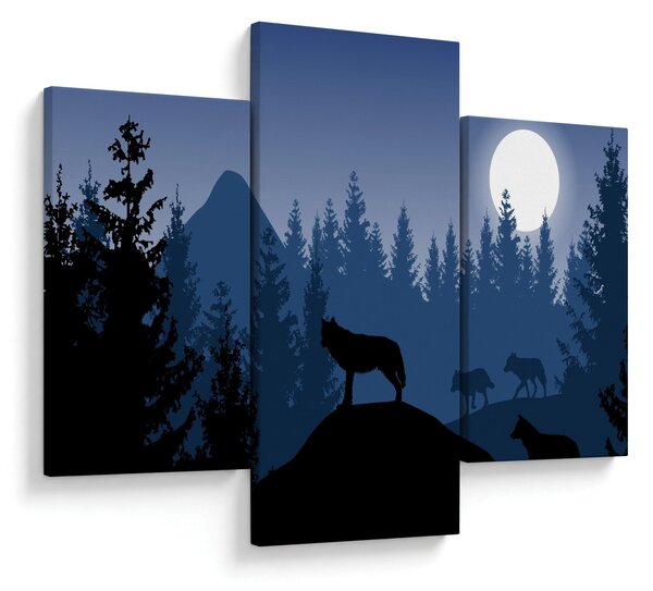 Slika - Krdel volkov pod polno luno (90x60 cm)
