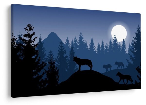 Slika - Krdel volkov pod polno luno (90x60 cm)
