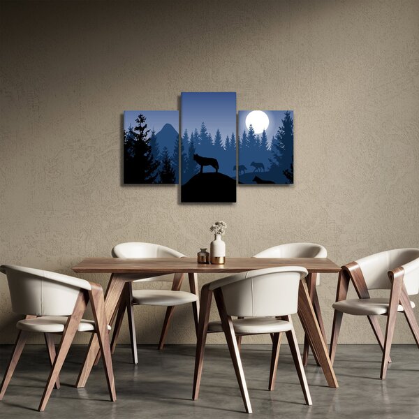 Slika - Krdel volkov pod polno luno (90x60 cm)