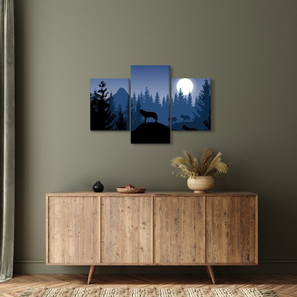 Slika - Krdel volkov pod polno luno (90x60 cm)