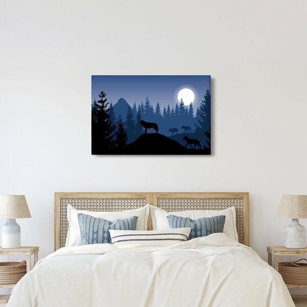Slika - Krdel volkov pod polno luno (90x60 cm)
