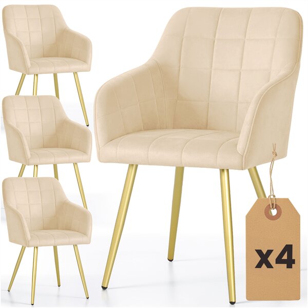 Set blagovaonskih stolica (4 kom.) Luxembourg (krem + zlatna)