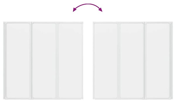 Pregrada za kadu s 3 sklopiva panela 117 x 120 cm - Bijela 120 x 117 cm Matirano 120 x 117 cm