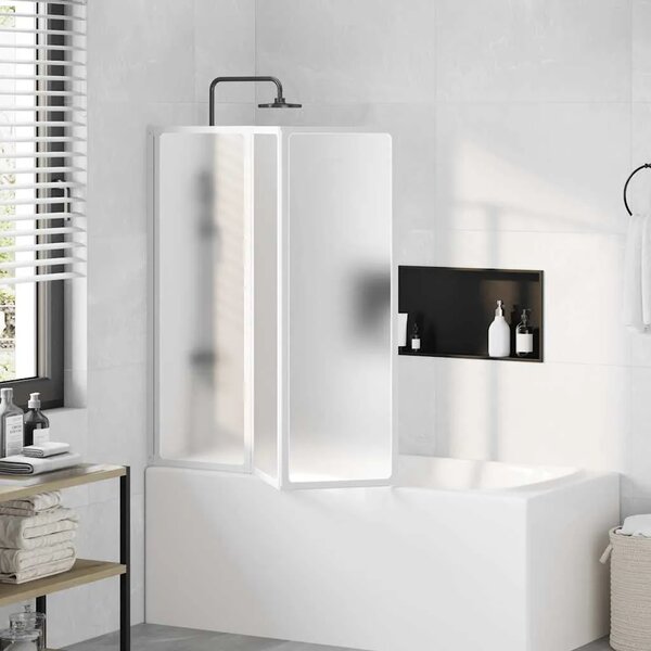 Pregrada za kadu s 3 sklopiva panela 117 x 120 cm - Bijela 120 x 117 cm Matirano 120 x 117 cm