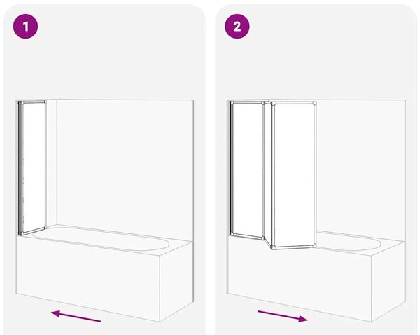Sklopivi paravan za kadu - Pregrada za kadu u 3 dijela 141 x 132 cm - Bijela 132 x 140 cm Matirano 132 x 140 cm