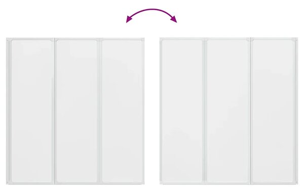 Sklopivi paravan za kadu - Pregrada za kadu u 3 dijela 141 x 132 cm - Bijela 132 x 140 cm Matirano 132 x 140 cm