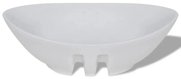 Luksuzni keramički bijeli ovalni Lavabo - Umivaonik sa preljevom 59 x 38 5 cm - Bijela Bijela