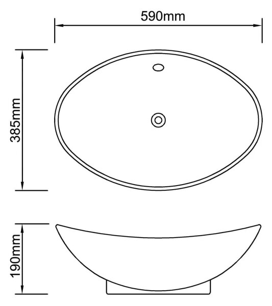 Luksuzni keramički bijeli ovalni Lavabo - Umivaonik sa preljevom 59 x 38 5 cm - Bijela Bijela
