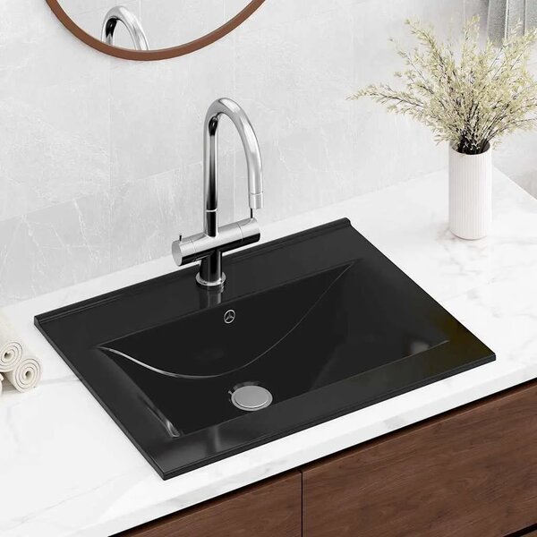 Luksuzni keramički pravokutni Lavabo - Umivaonik crni 60 x 46 cm - Crna Crna