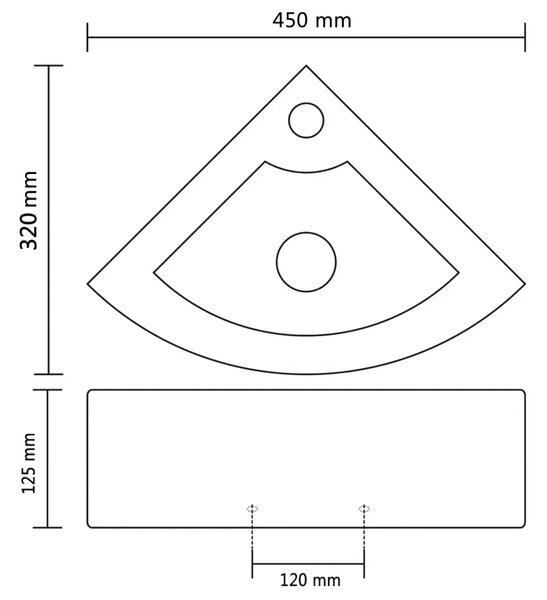 Lavabo - Umivaonik sa zaštitom od prelijevanja 45 x 32 x 12 5 cm bijeli - Bijela Bijela