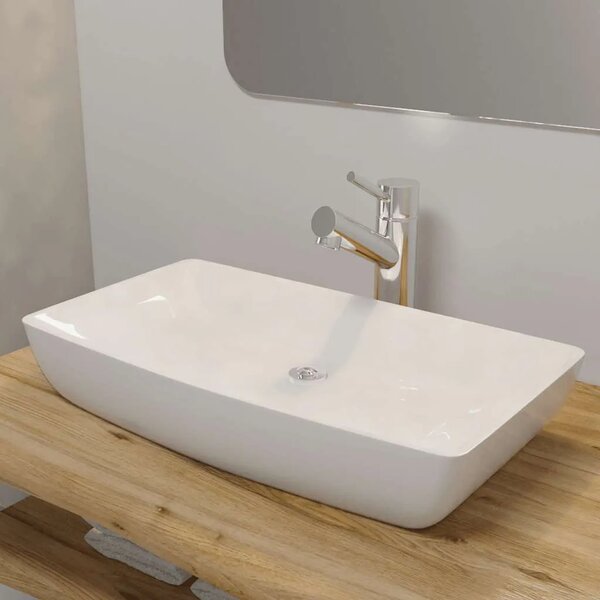 Luksuzni Keramički Pravokutni Lavabo - Umivaonik Bijeli 71 x 39 cm - Bijela Bijela