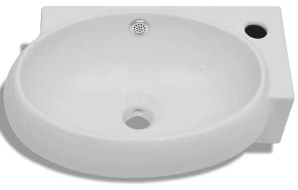 Keramički Lavabo - Umivaonik sa rupom za slavinu i otvorom protiv prelijevanja bijeli - Bijela Bijela