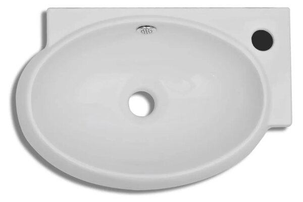 Keramički Lavabo - Umivaonik sa rupom za slavinu i otvorom protiv prelijevanja bijeli - Bijela Bijela