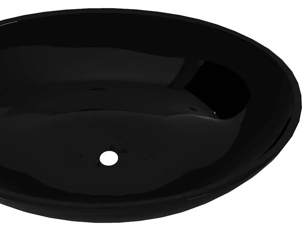 Luksuzni Keramički Ovalni Lavabo - Umivaonik Crni 40 x 33 cm - Crna Crna