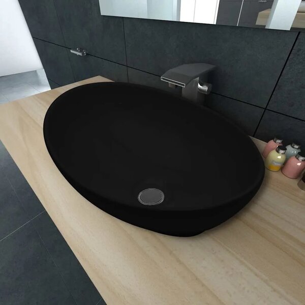Luksuzni Keramički Ovalni Lavabo - Umivaonik Crni 40 x 33 cm - Crna Crna