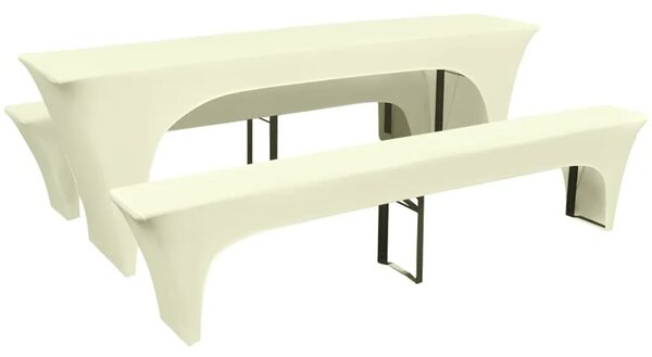 3 Elastične Navlake za Pivski Stol/ Klupe Krem boja - Krema 220 x 50 x 80 cm 3 Krema