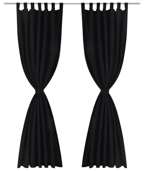 2 komada Crna Mikro-Satenska Zavjesa s Tregerima 140 x 175 cm - Crna 175 cm 2 Crna