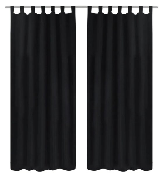 2 komada Crna Mikro-Satenska Zavjesa s Tregerima 140 x 175 cm - Crna 175 cm 2 Crna