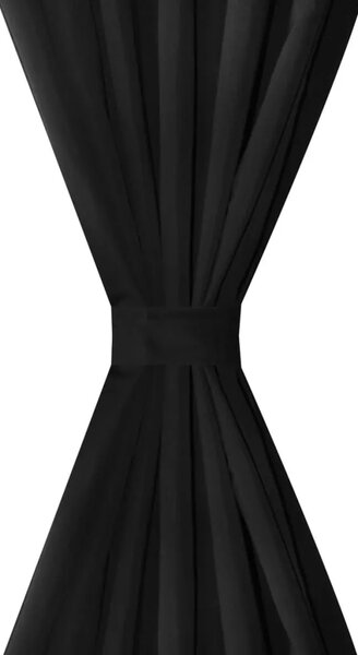 2 komada Crna Mikro-Satenska Zavjesa s Tregerima 140 x 175 cm - Crna 175 cm 2 Crna