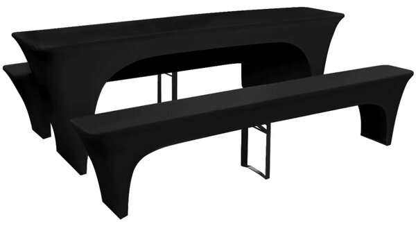 3 Elastične Navlake za Pivski Stol i Klupe Crne 220 x 70 x 80 cm - Crna 220 x 70 x 80 cm 3 Crna