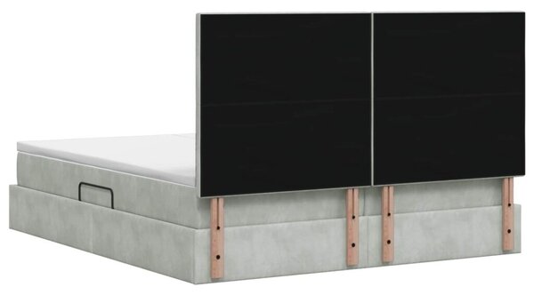 Krevet s od storage s pohranom Svjetlosiva 180 x 200 cm Baršun - Svjetlosiva 180 x 200 cm Dizajn s rombovima