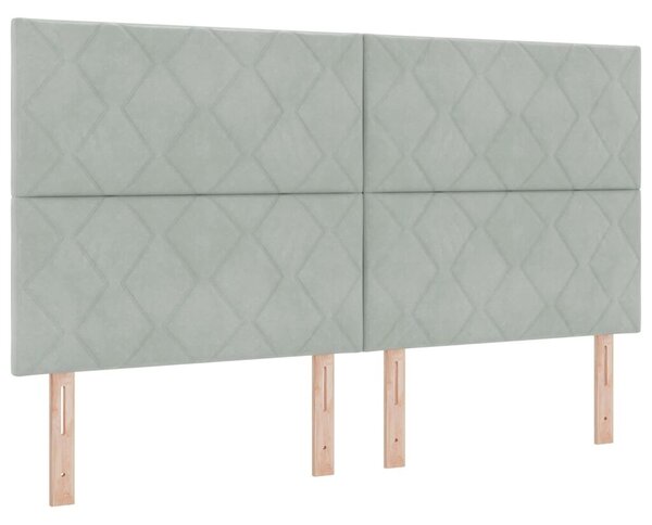 Podesivi krevet s madracem 2 kom. Svjetlosiva Baršun - Svjetlosiva 180 x 200 cm Dizajn s rombovima