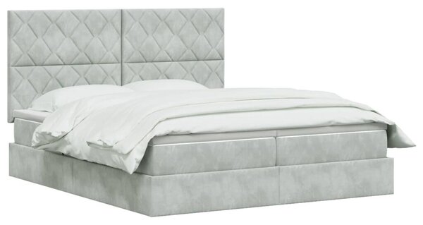 Krevet s od storage s pohranom Svjetlosiva 180 x 200 cm Baršun - Svjetlosiva 180 x 200 cm Dizajn s rombovima