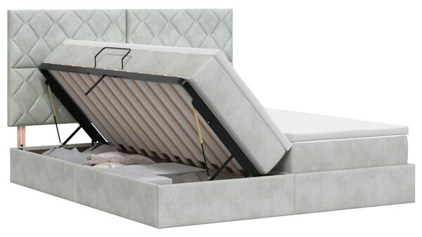 Krevet s od storage s pohranom Svjetlosiva 180 x 200 cm Baršun - Svjetlosiva 180 x 200 cm Dizajn s rombovima