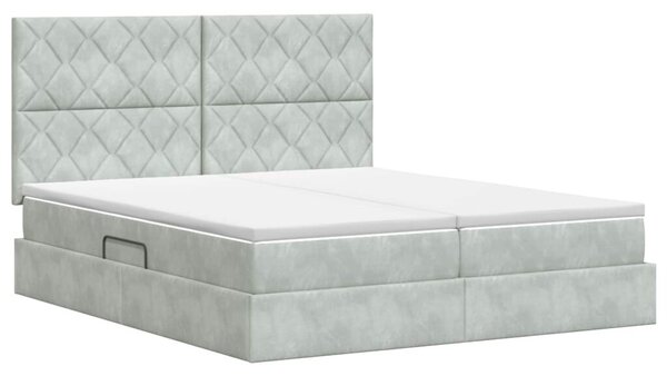 Krevet s od storage s pohranom Svjetlosiva 180 x 200 cm Baršun - Svjetlosiva 180 x 200 cm Dizajn s rombovima