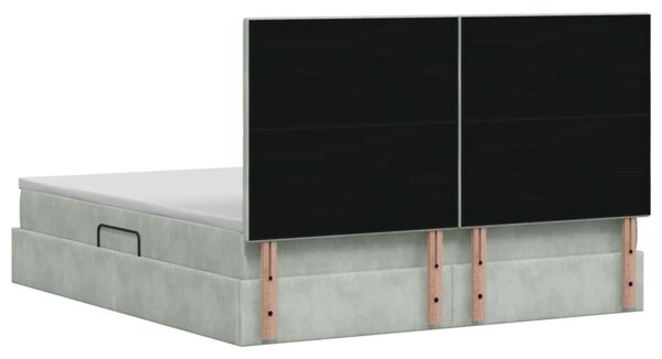 Krevet s madracem i skladištem Svjetlosiva 180 x 200 cm Baršun - Svjetlosiva 180 x 200 cm Dizajn s rombovima