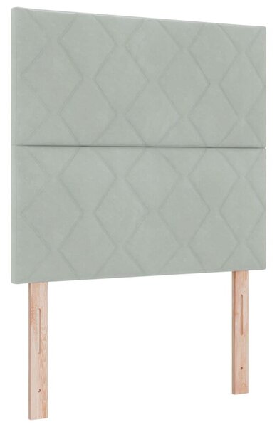 Podesivi krevet s madracem Svjetlosiva 90 x 200 cm Baršun - Svjetlosiva 90 x 200 cm Dizajn s rombovima