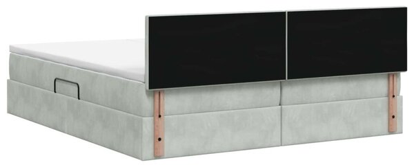 LED krevet za pohranu s madracem Svjetlosiva 180 x 200 cm - Svjetlosiva 180 x 200 cm Dizajn s rombovima