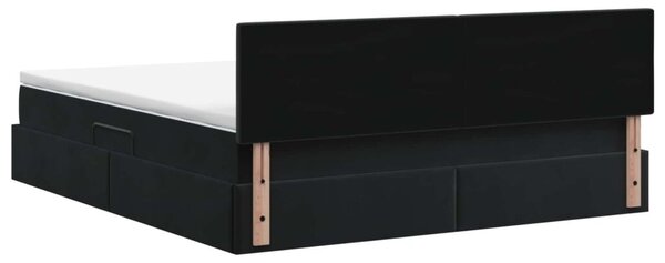 Krevet s od storage s uzglavljem Crna 180 x 200 cm Baršun - Crna 180 x 200 cm Dizajn s rombovima