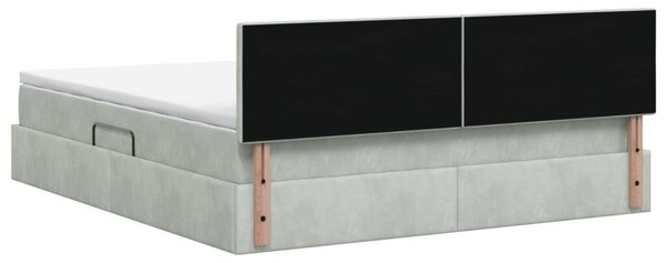 Krevet s od storage Svjetlosiva 180 x 200 cm Baršun - Svjetlosiva 180 x 200 cm Dizajn s rombovima