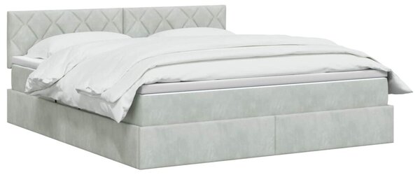 Krevet s od storage Svjetlosiva 180 x 200 cm Baršun - Svjetlosiva 180 x 200 cm Dizajn s rombovima